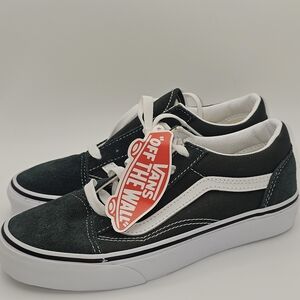 VANS‎ OLD SKOOL Trainers Green Shoes Kids Size 3.5 Skater Sneakers Suede/Canvas